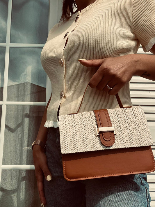 Sac à main tressé effet paille – Petit sac bandoulière