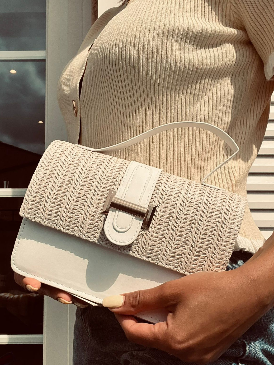 Sac à main tressé effet paille – Petit sac bandoulière