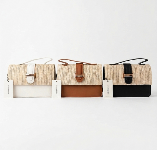 Sac à main tressé effet paille – Petit sac bandoulière